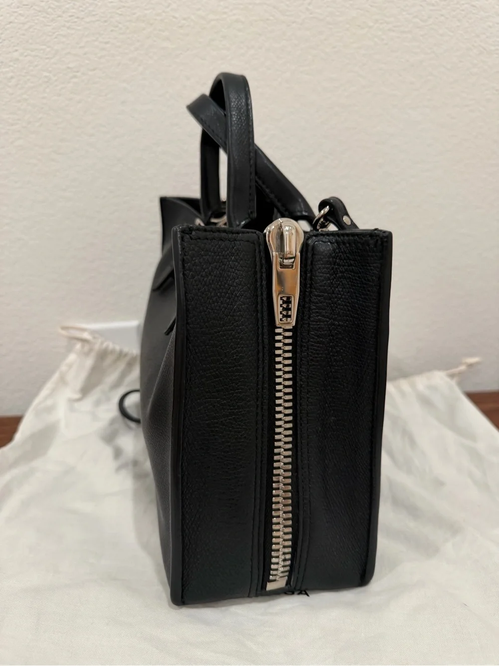 Balenciaga Black Pebbled Leather Structured Satchel
